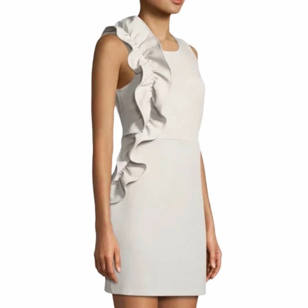 Free Generation Los Angeles Women’s Small Ruffle Front Sleeveless Taupe Sheath